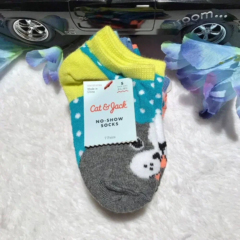 Cat & Jack NWT 7 Pairs No Show Socks Girls S (5.5-8.5)